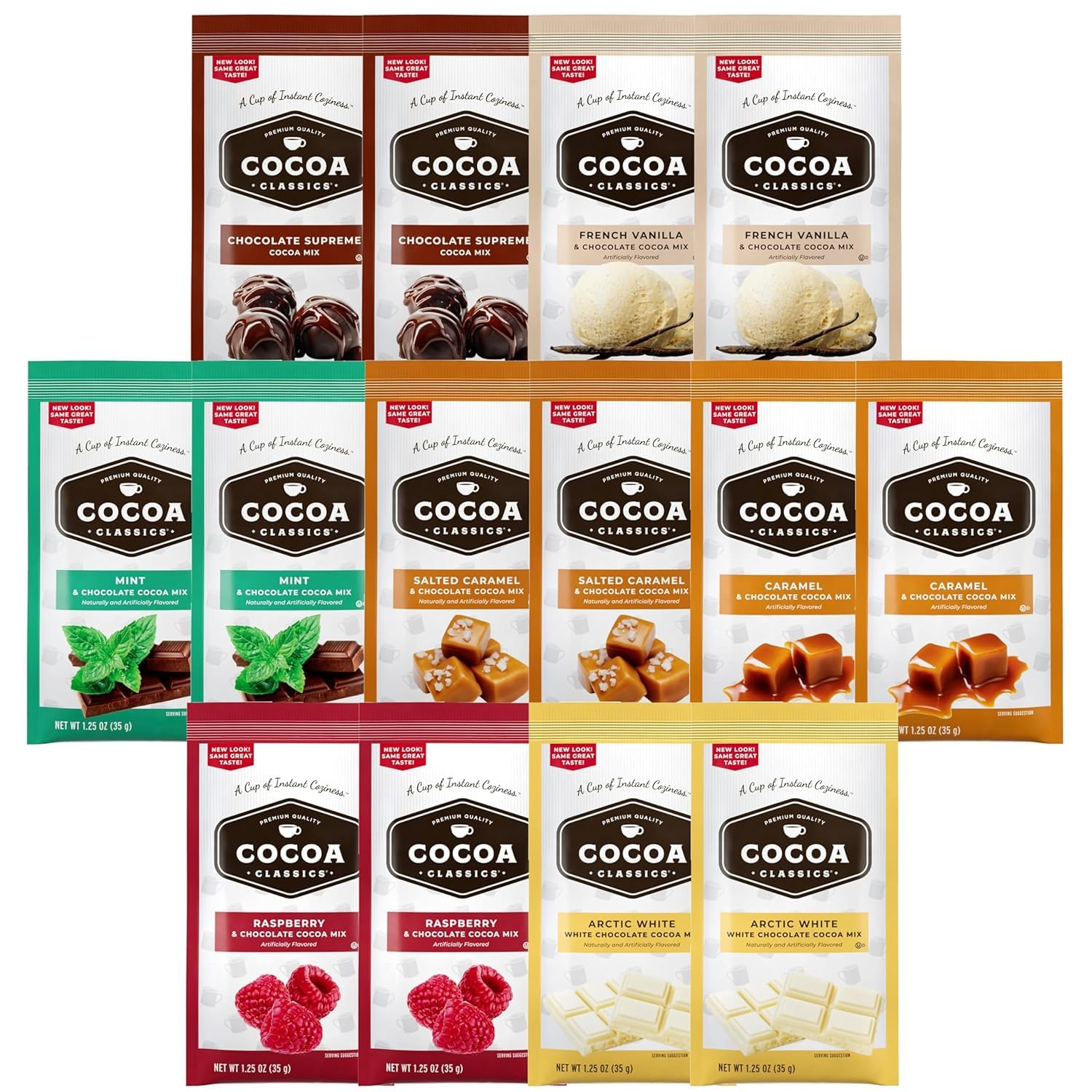 Evas Gift Universe Hot Cocoa Mix Gift Set – 14 Count, 7 Flavors – Cozy Chocolate Sampler for Students, Coworkers, Teens & Family
