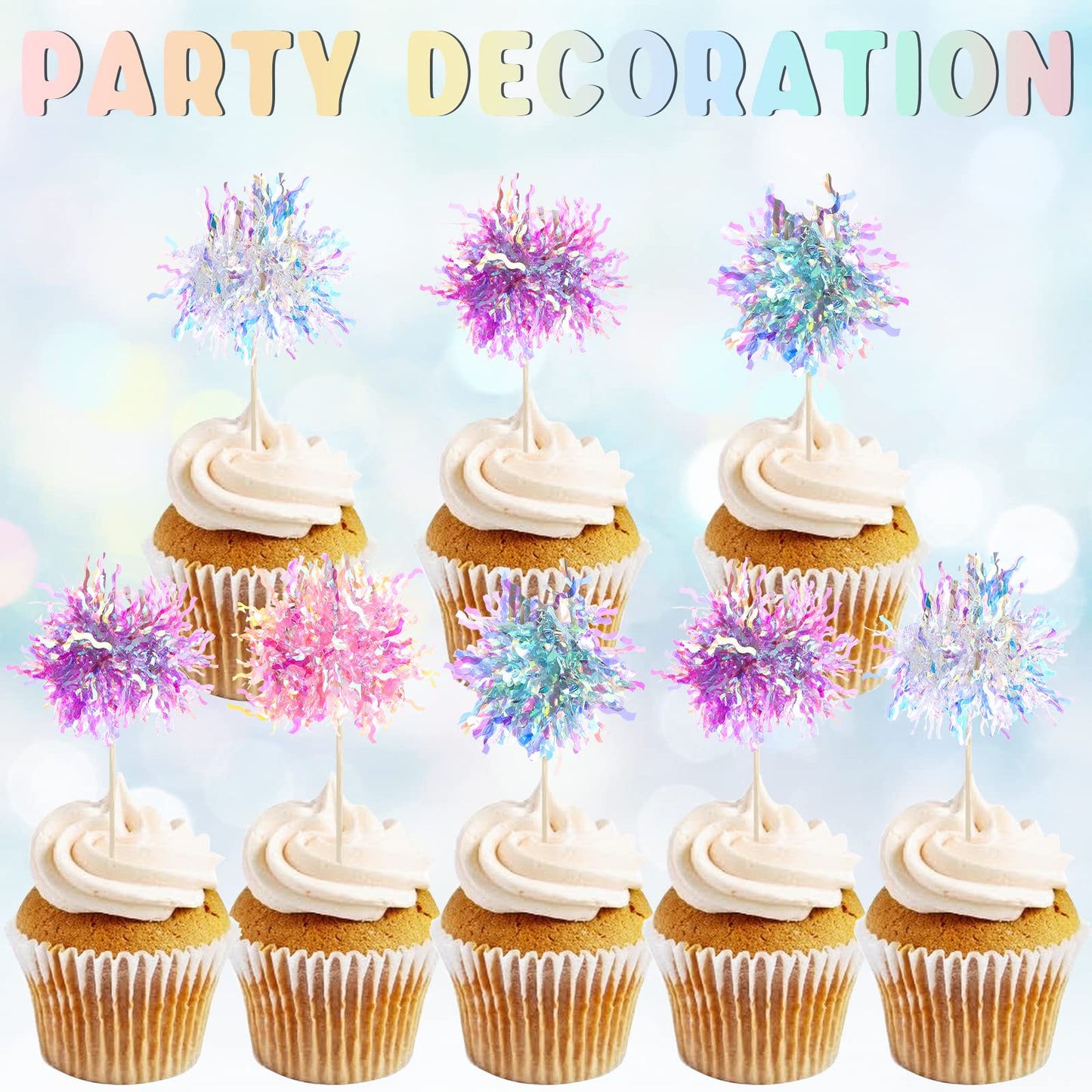 TBoxBo Firework Cupcake Toppers 120 Pcs Foil Frill Toothpicks Model 9j3s5w2yr23 Type2