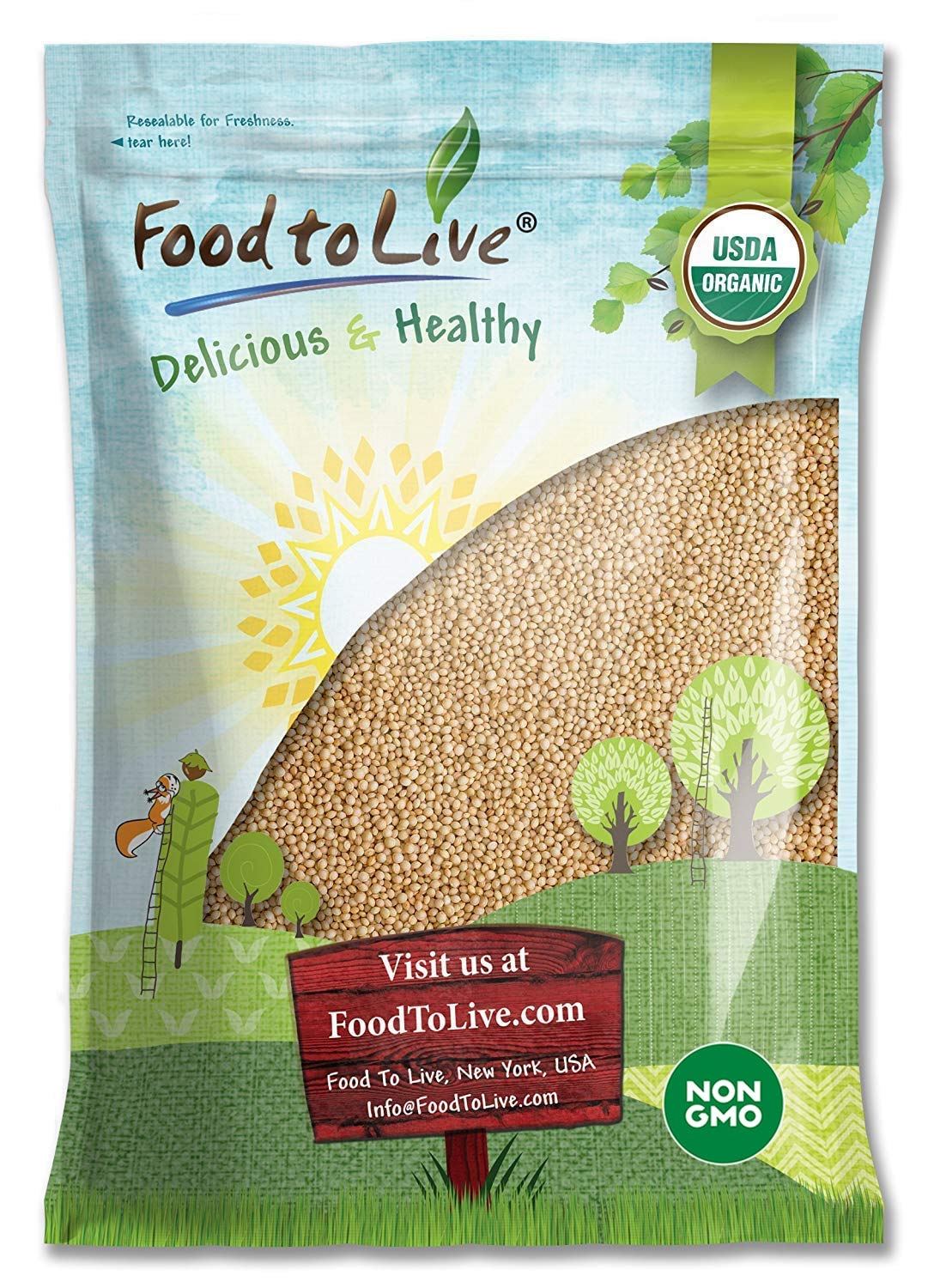 Food to Live Organic Amaranth Grain - Non-GMO, Vegan, 10 Pounds, Bulk Seeds