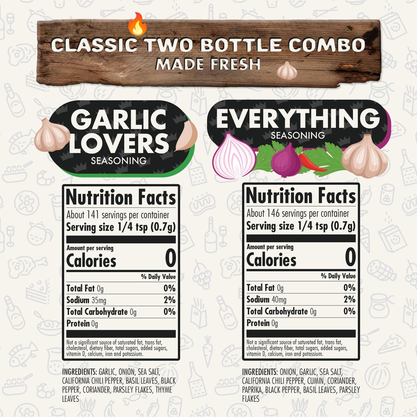Flavor God Classic Combo Pack - Herb, Spice & Seasoning Gift Set - 2 Pack - Premium All Natural BBQ & Steak Rub Seasonings