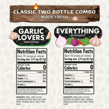 Flavor God Classic Combo Pack - Herb, Spice & Seasoning Gift Set - 2 Pack - Premium All Natural BBQ & Steak Rub Seasonings