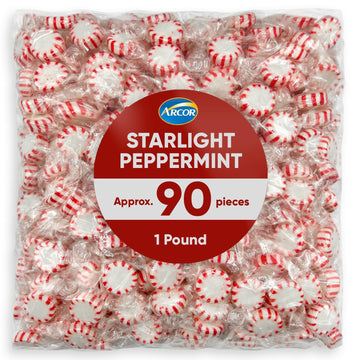 Arcor Starlight Peppermint Candy Bulk - 1 Pound Approx 90 Candies - Bulk Candy Peppermint Mints - Hard Candy Individually Wrappe