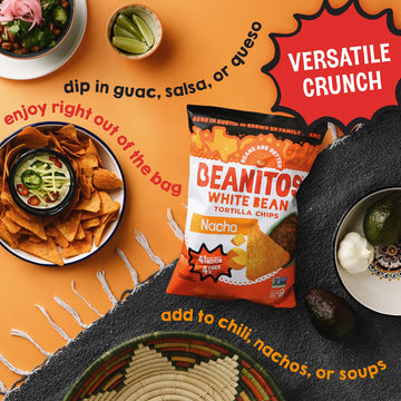 Beanitos White Bean Chips - Nacho Nation - (6 Pack) 4.5 oz Bag - White Bean Tortilla Chips - Vegetarian Snack with Good Source o