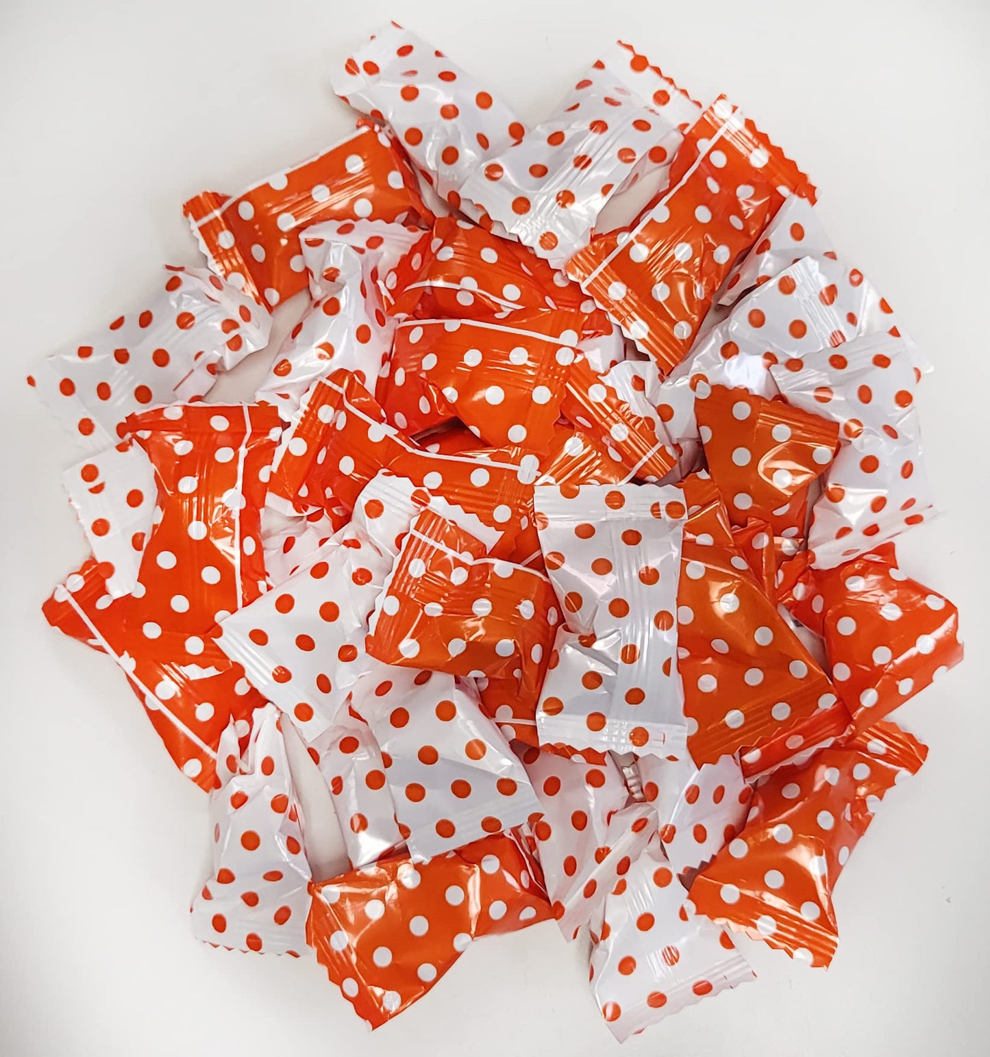 Peppermint 100 Count Wrapped In Orange Polka Dot Candy Wrapper - Mint Candy