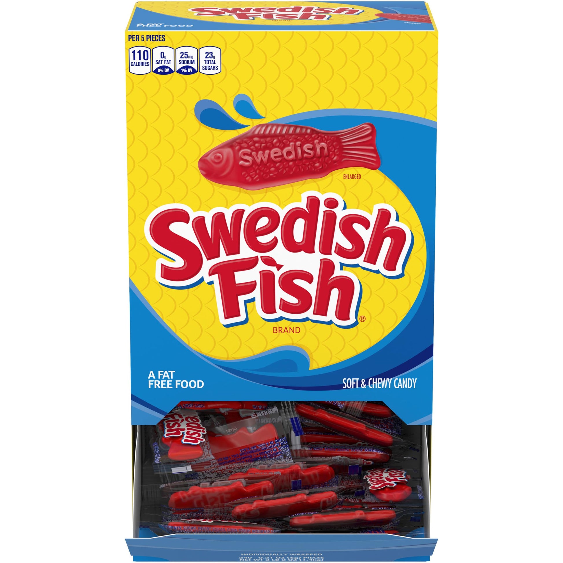Swedish Fish Individually Wrapped Soft & Chewy Candy, Bulk Candy, 240 Count Box
