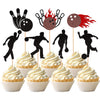 28 PCS Bowling Cupcake Toppers Glitter Bowling Alley Players Cupcake Picks Bowling Sports Cake Decorations for Indoor Bowling Al