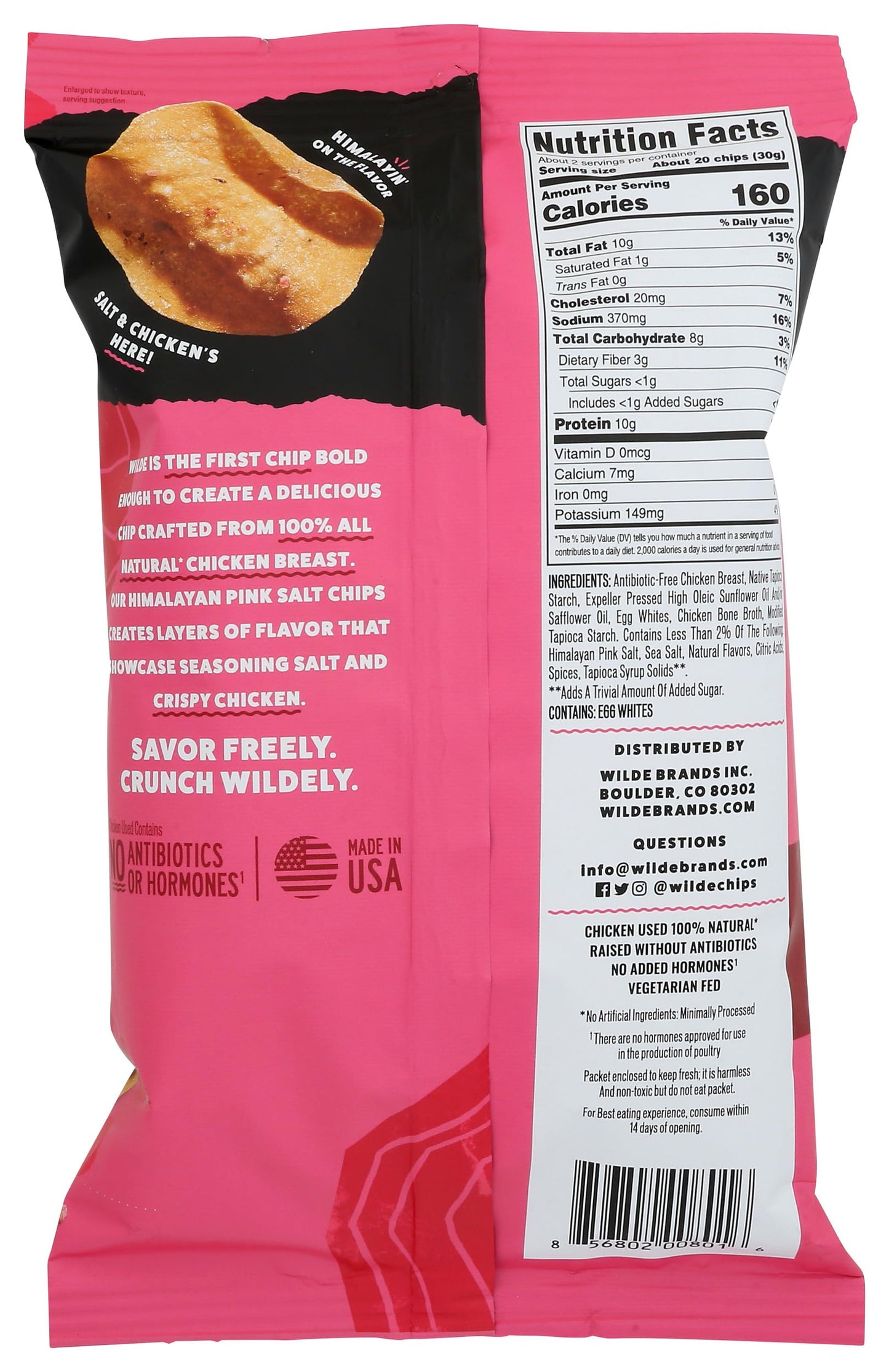 Wilde Brands Himalayan Pink Salt Chicken Chips, 2.25 Oz