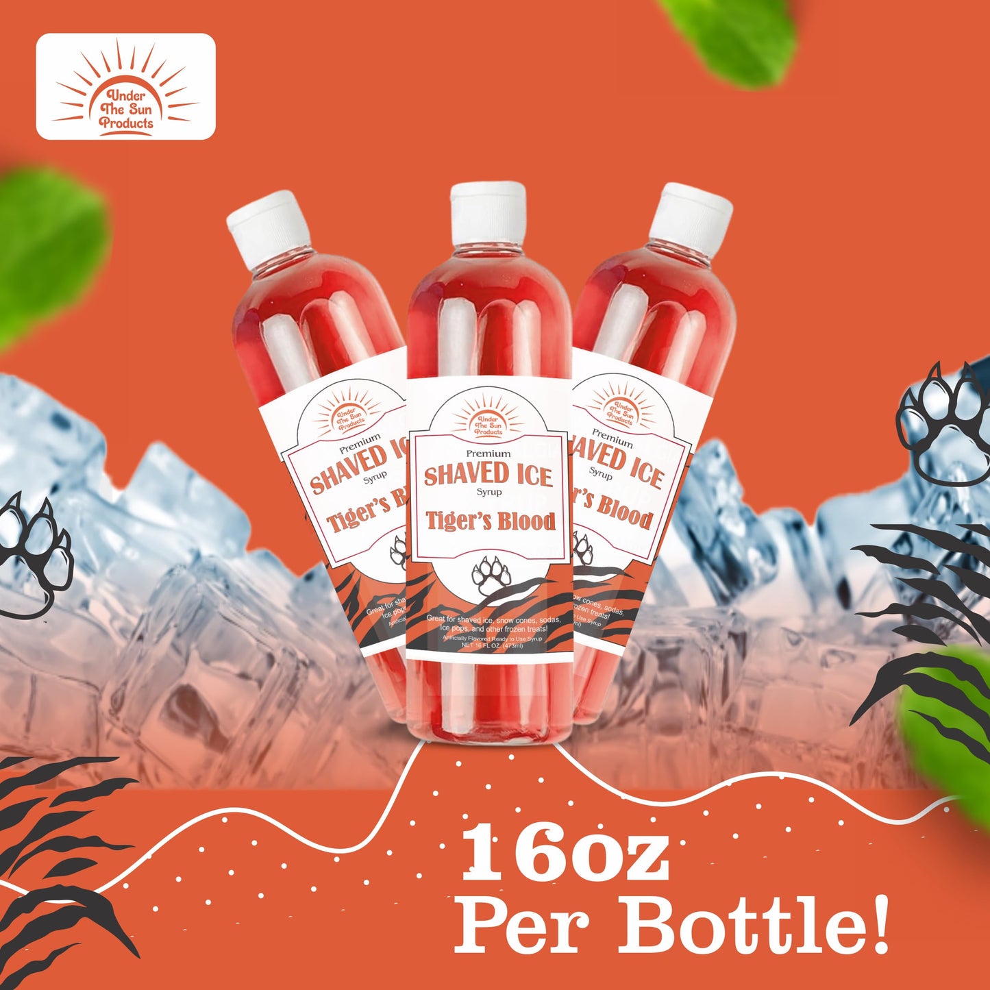 Under The Sun Products- 16Oz Bottle Of Snow Cone Syrup (16 Fl Oz (Pack Of 1), Tigers Blood)