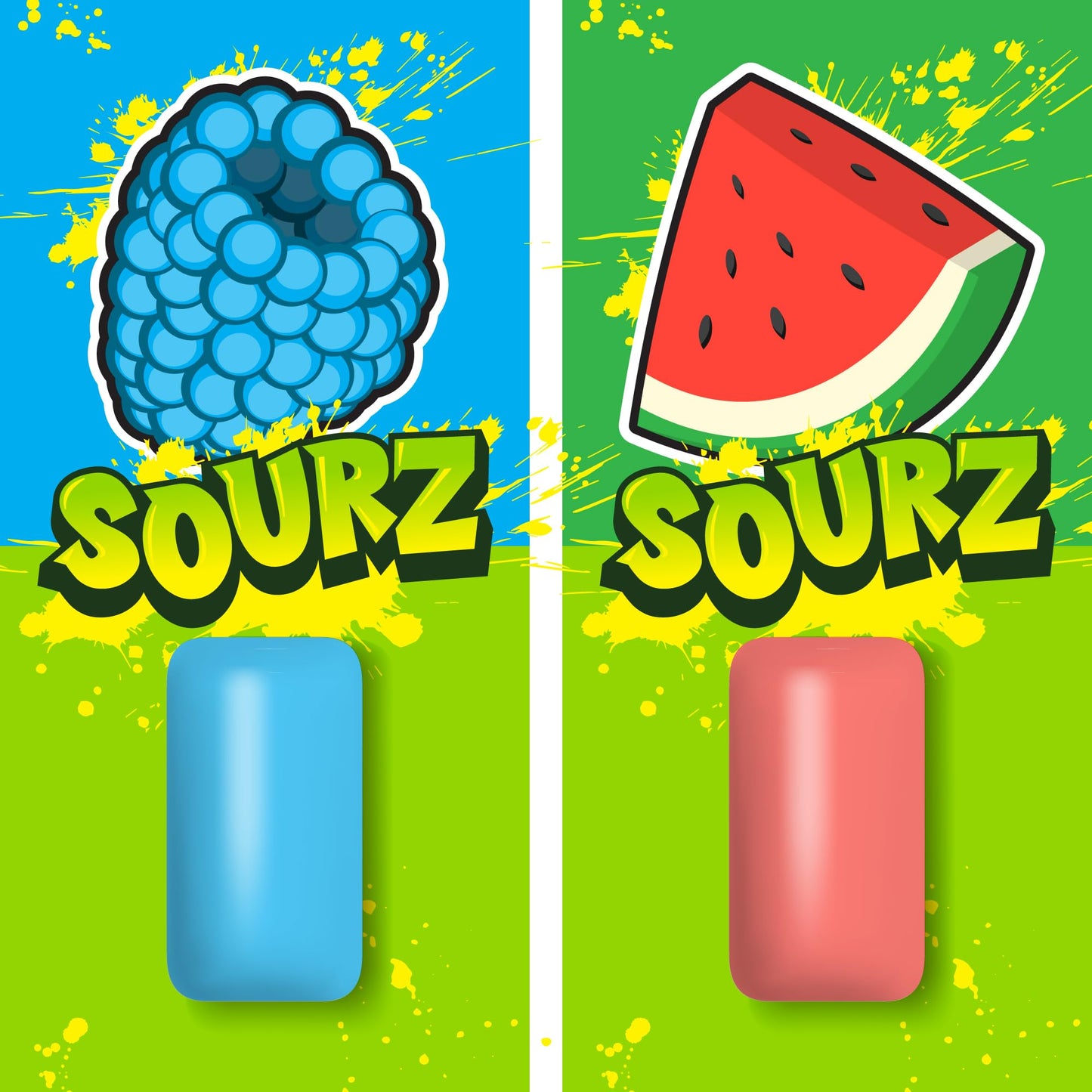 PUR Gum Jumbo SOURZ Chewing Gum - Aspartame Free, 100% Xylitol, Sour Blue Raspberry & Watermelon, 20 Count (Pack of 1)