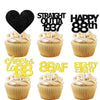 18pcs Black Gold Glitter Dessert Cupcake Pick for Straight Outta 1937 Cheer to 88 Years Old Theme Decor Supplies Happy 88th Birt
