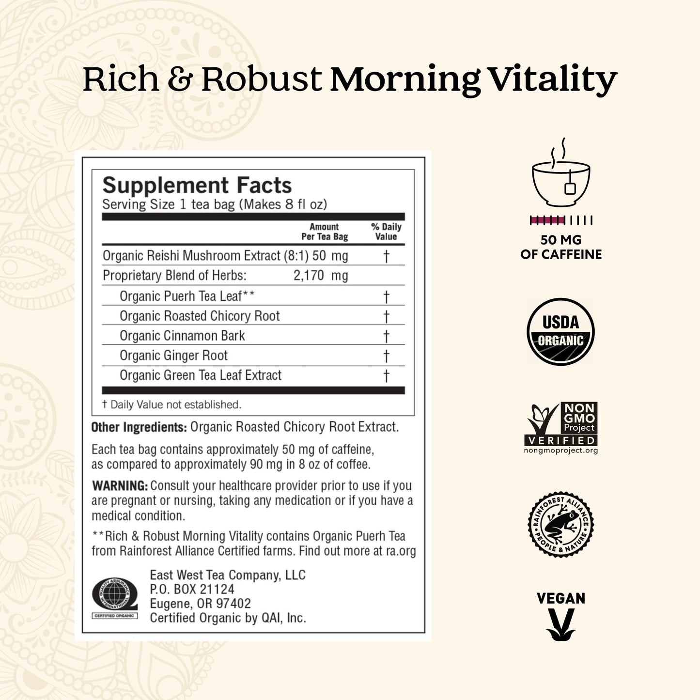 Yogi Tea Rich & Robust Morning Vitality - 64 Organic Tea Bags (4 Pack) - 16 Count