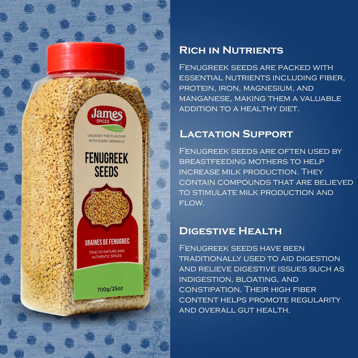 James Spices Inc. Fenugreek Seeds (Fenugreek Seeds -700G)