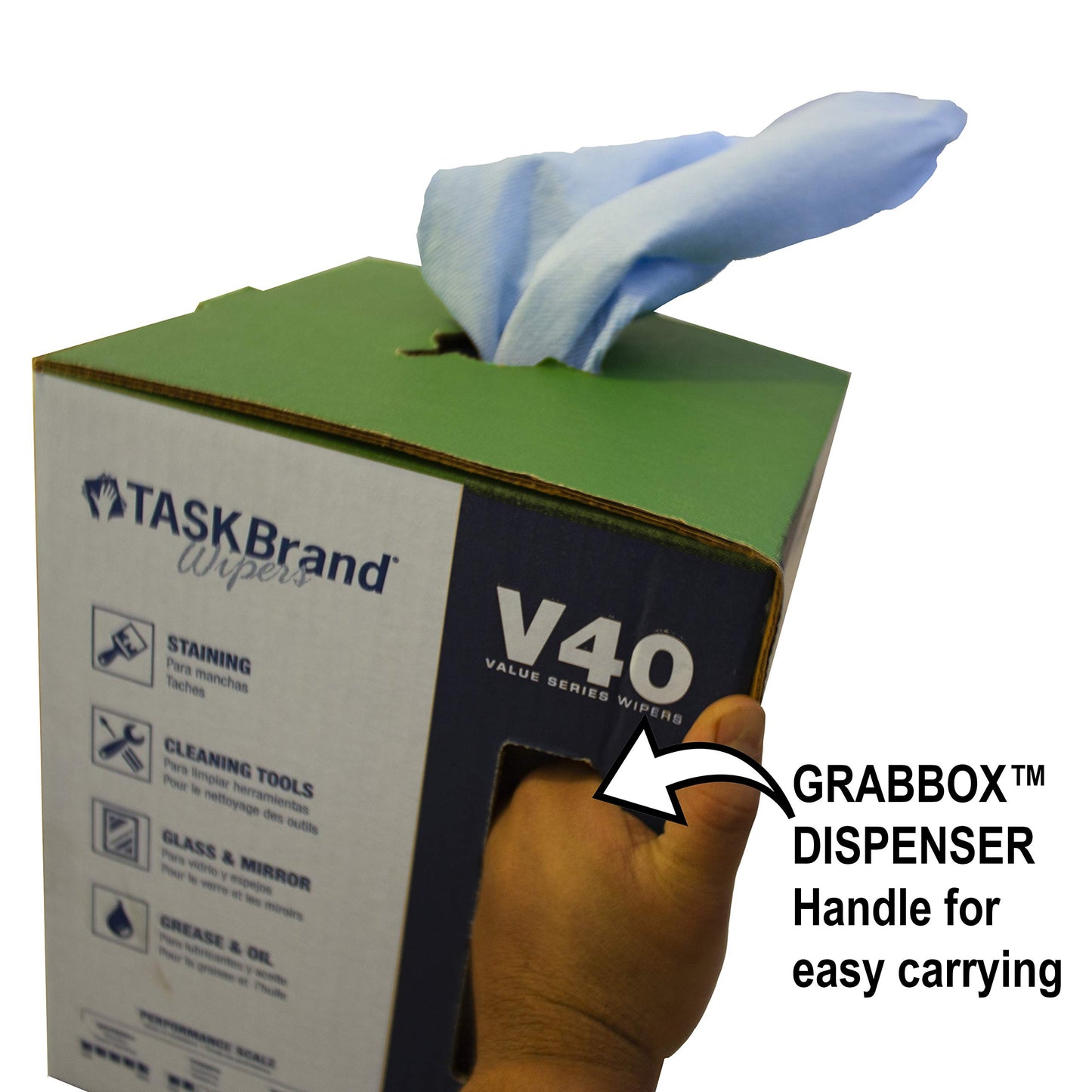 Taskbrand N-V040Cgb Blue V40 Value Series Center Pull Wiper Sheets, All-Purpose Disposable Cleaning Towels, 10 X 12 Inches, Blue