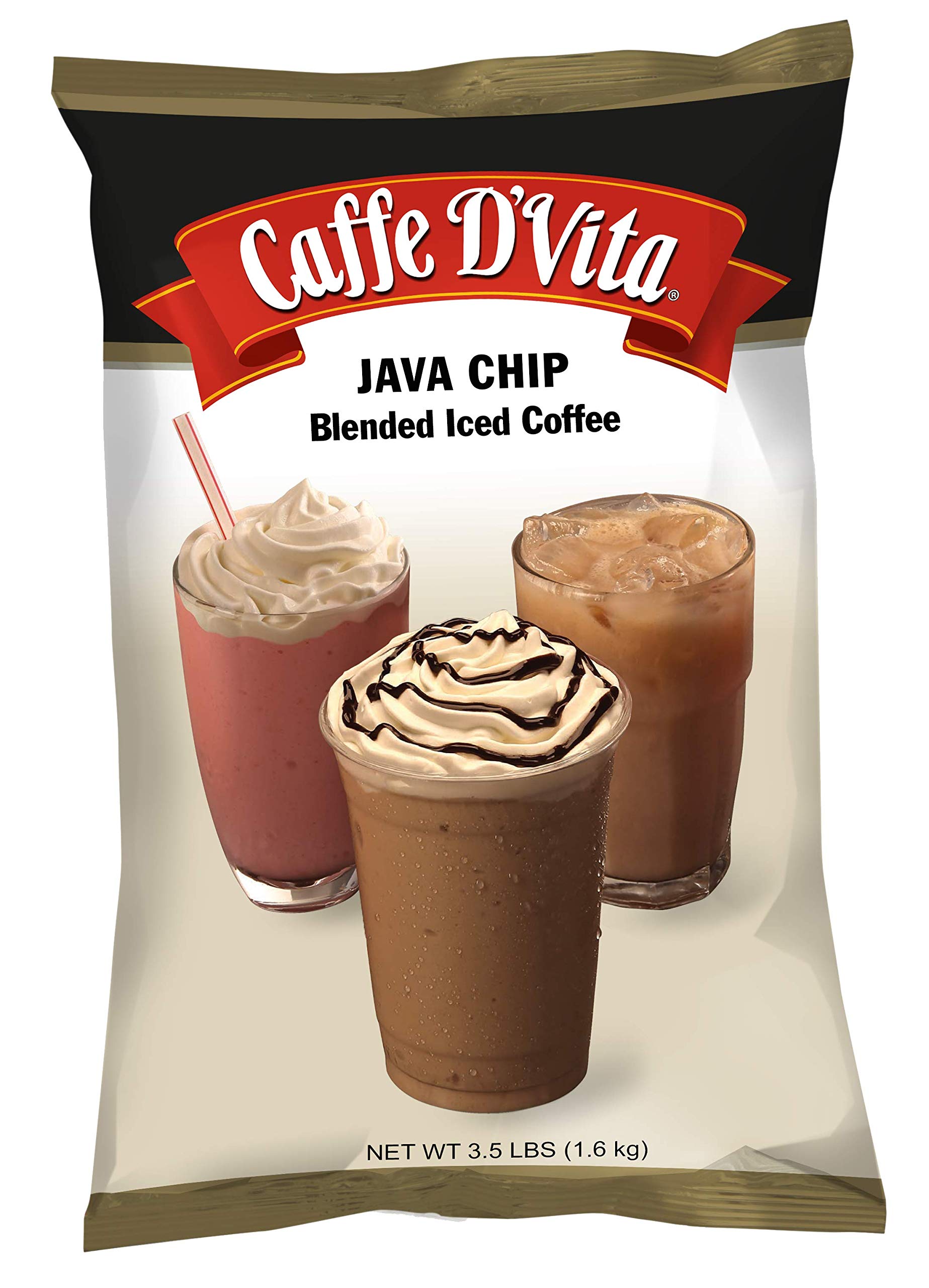 Caffe Dvita Java Chip Latte Blended Ice Coffee - Java Chip Frappe Mix, Blended Iced Coffee Mix, Gluten Free, Low Fat, No Cholest