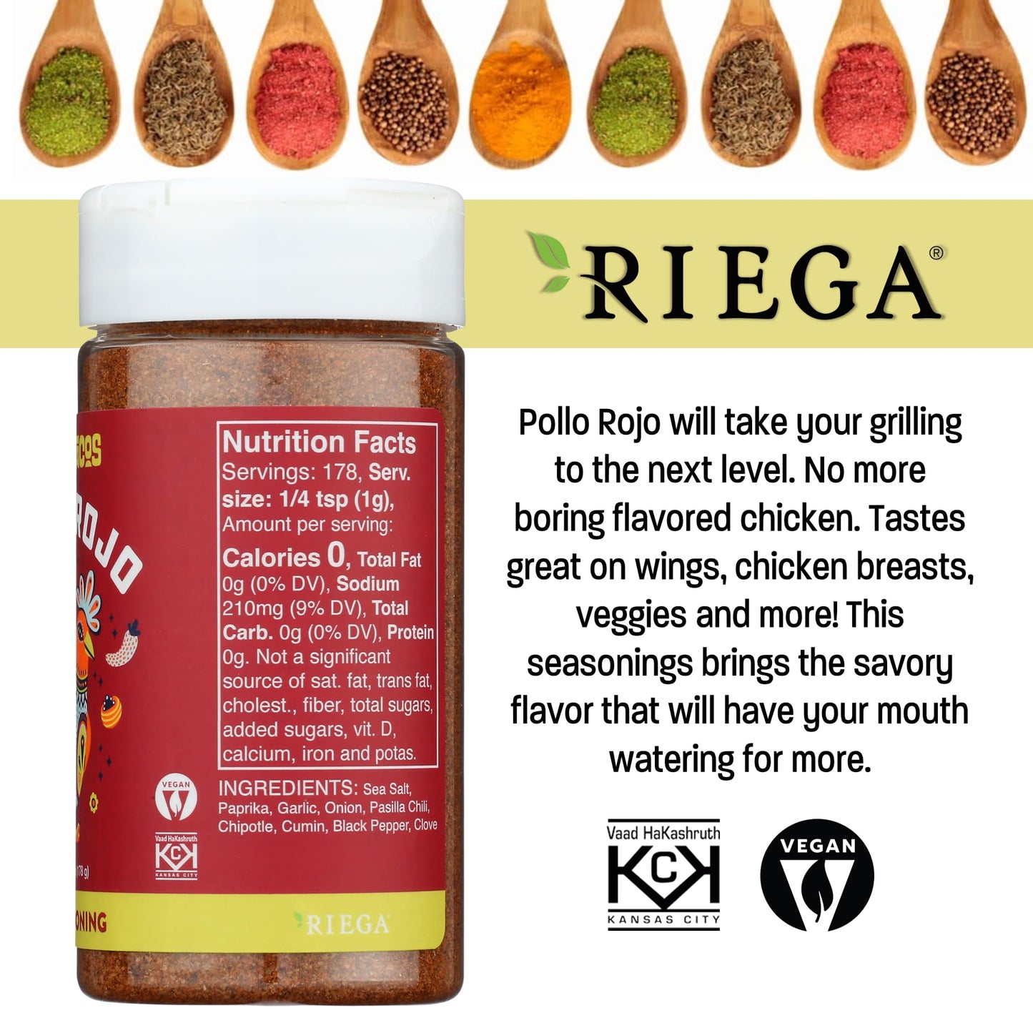 Riega Pollo Rojo Street Taco Grill Seasoning, 6.25 oz - Perfect for Authentic Tacos, Flavorful and Easy to Use