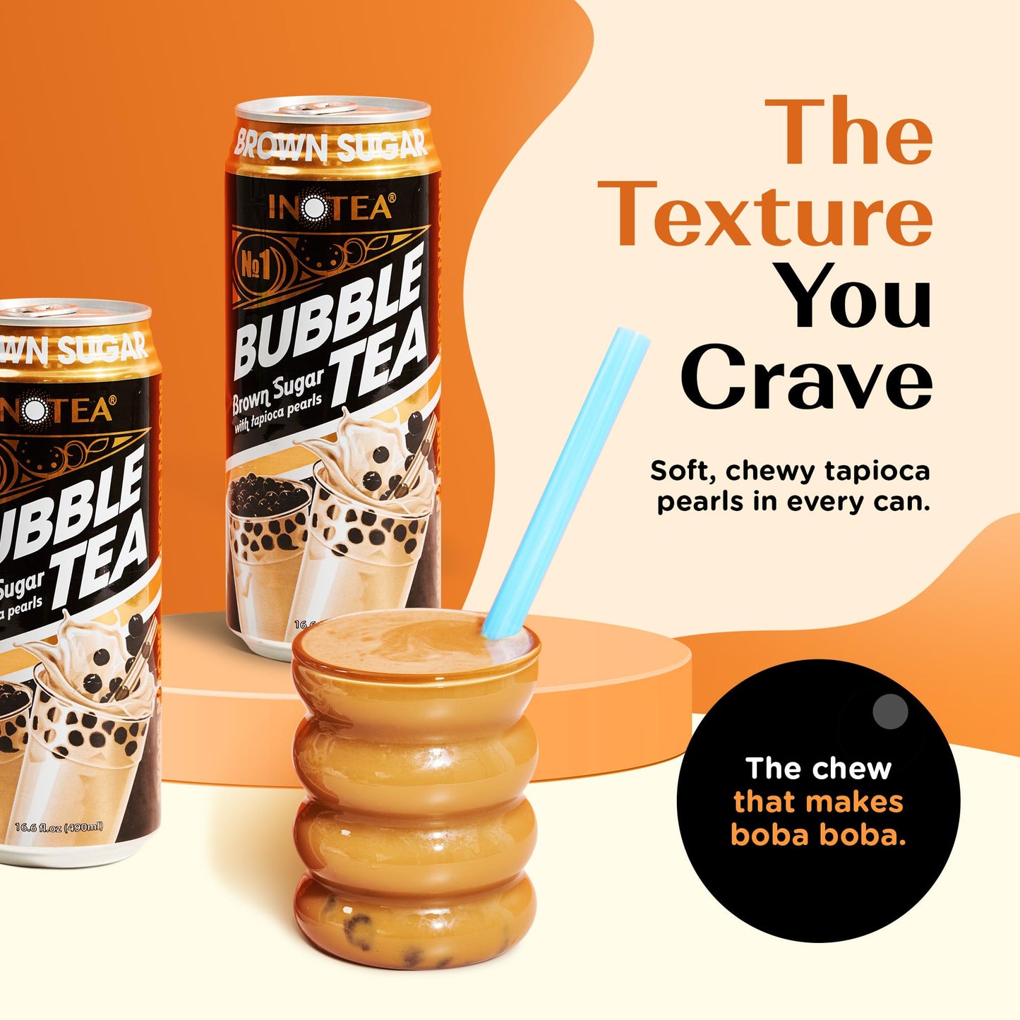 Inotea Bubble Tea with Tapioca Pearls - Delicious, Instant Boba Tea - Ready-to-Drink Black Milk Tea - Comes in Large 16.6 oz Can