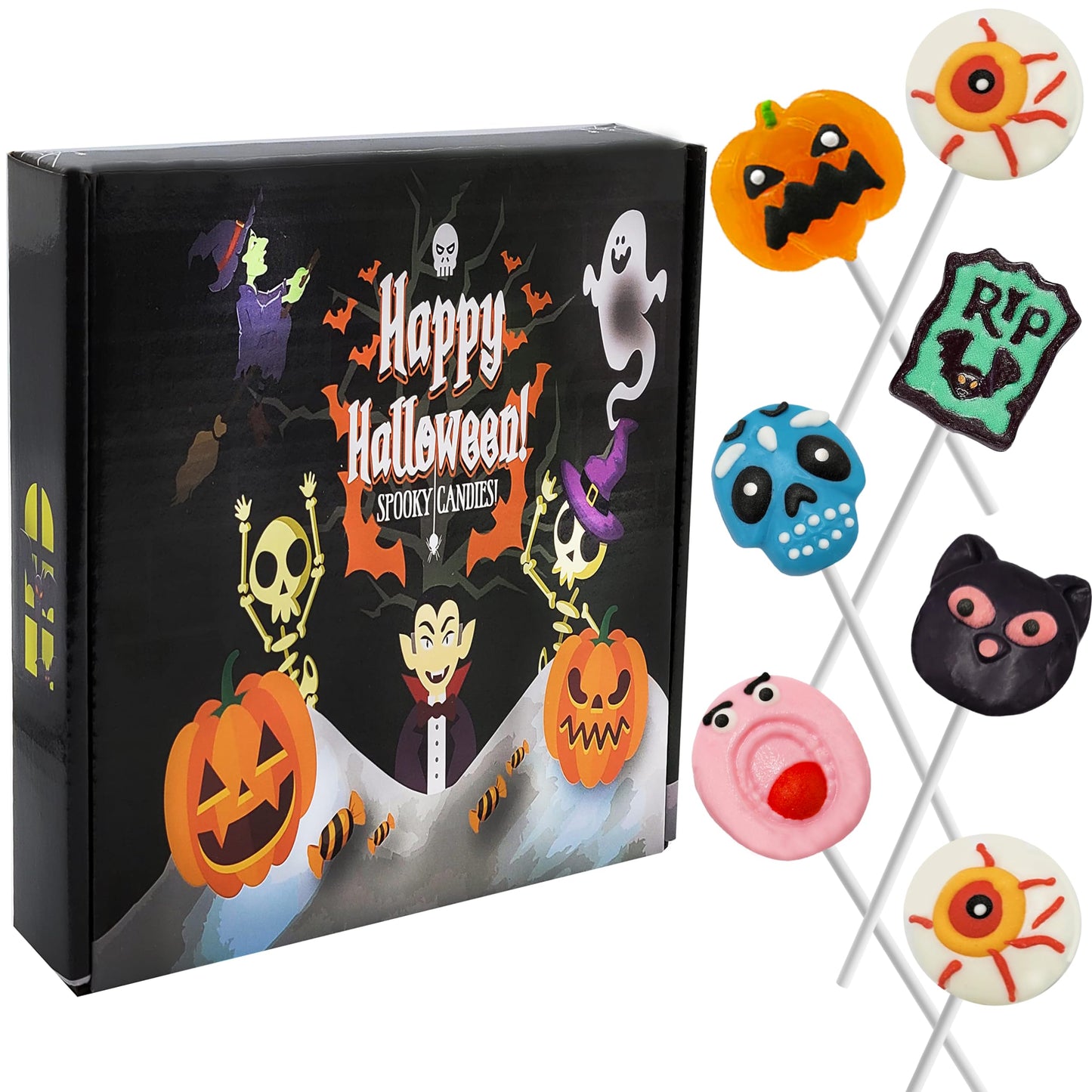 Fruidles Halloween Lollipop Suckers Candy, Spooky Candies, Great for Halloween Party Goody Bag Fillers, Individually Wrapped (12