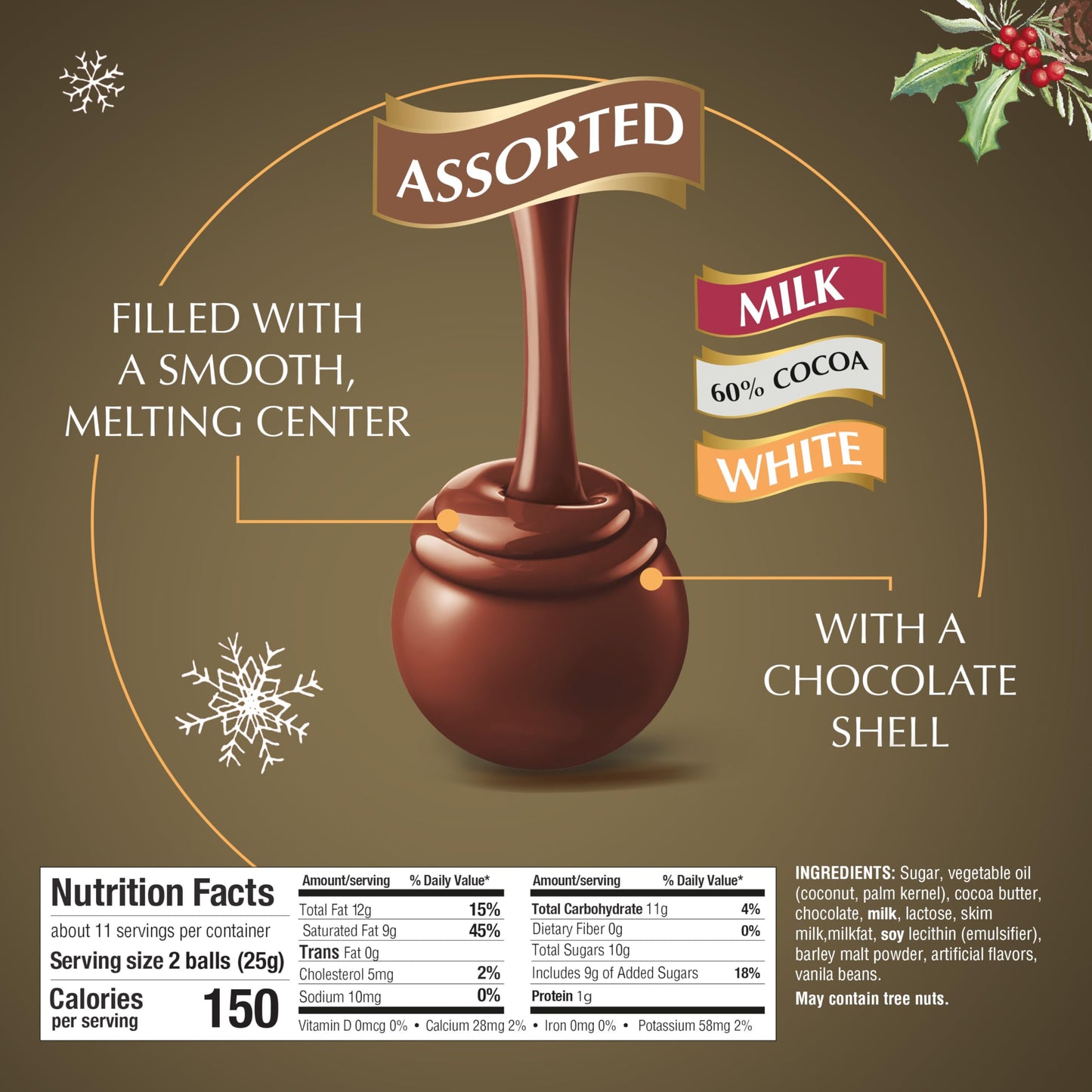 Lindt LINDOR Holiday Assorted Chocolate Candy Truffles Wrapped Gift Box  Assorted Chocolate Candy with Smooth  Melting Truffle Center  10.1 oz.
