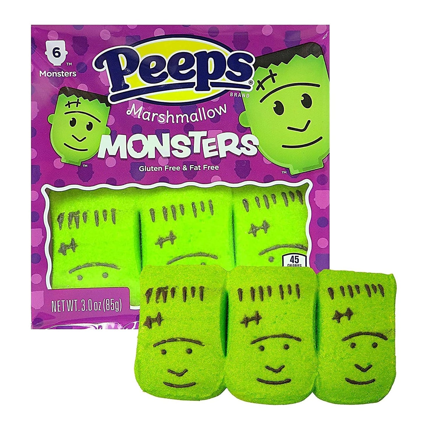 Peeps Marshmallows Variety of 8 Packs of Each Monsters Skulls  Ghosts and Pumpkins  48 Total Halloween Peeps Marshmallows Packaged By Kensington Valley Trading