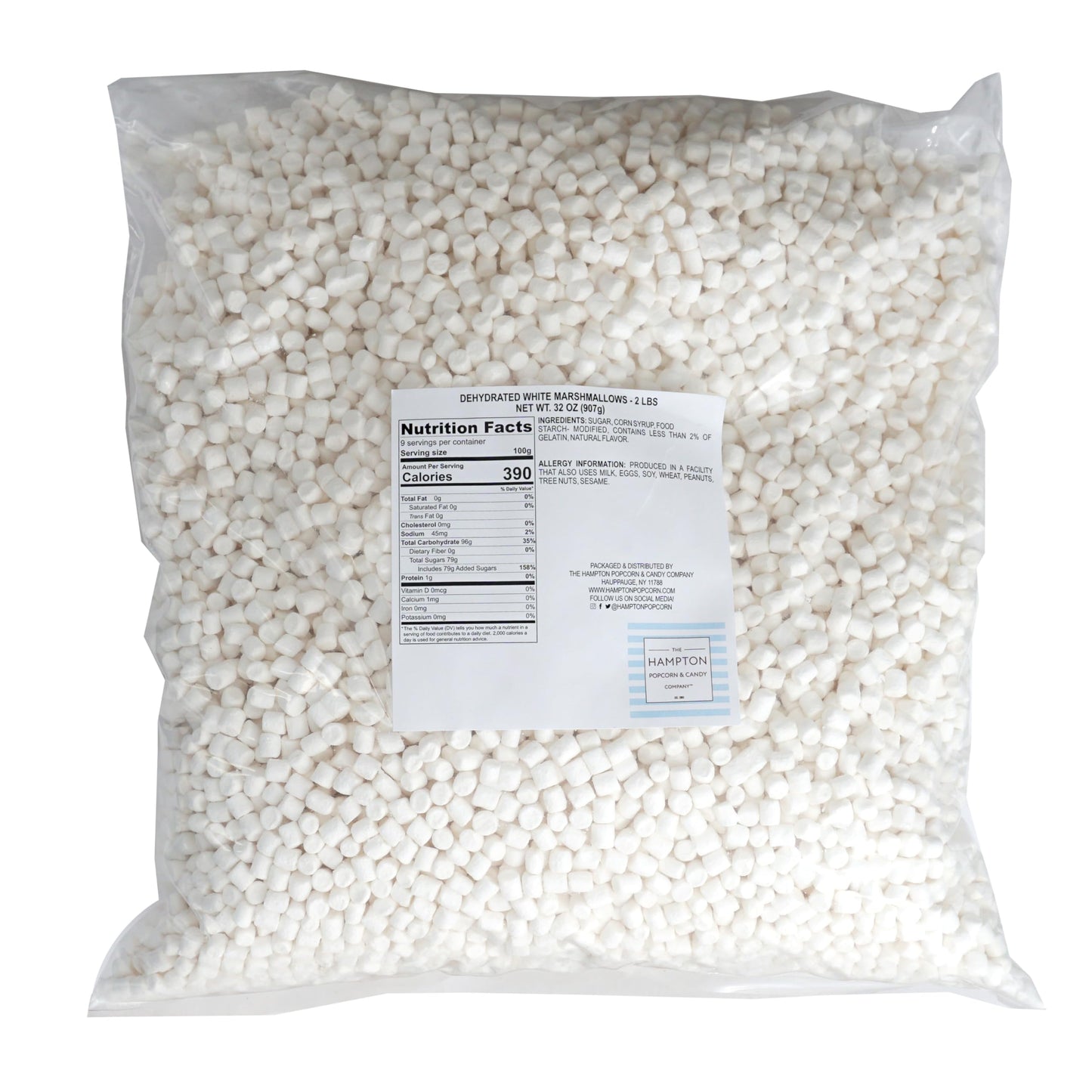 Dehydrated Marshmallows  2 Pound Bulk Bag Mini Marshmallows  The Hampton Popcorn & Candy Company
