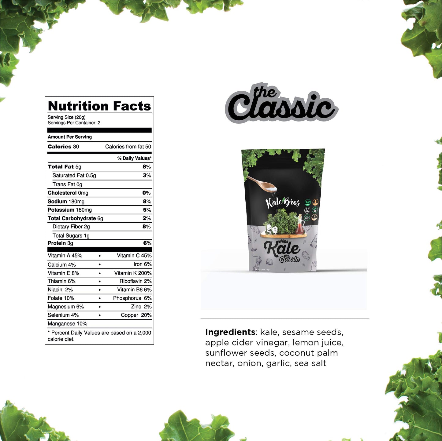 Kale Bros, Kale Chips, The Classic, Multi-Pack (Pack Of 6) Vegan/Gluten-Free/Paleo Snack