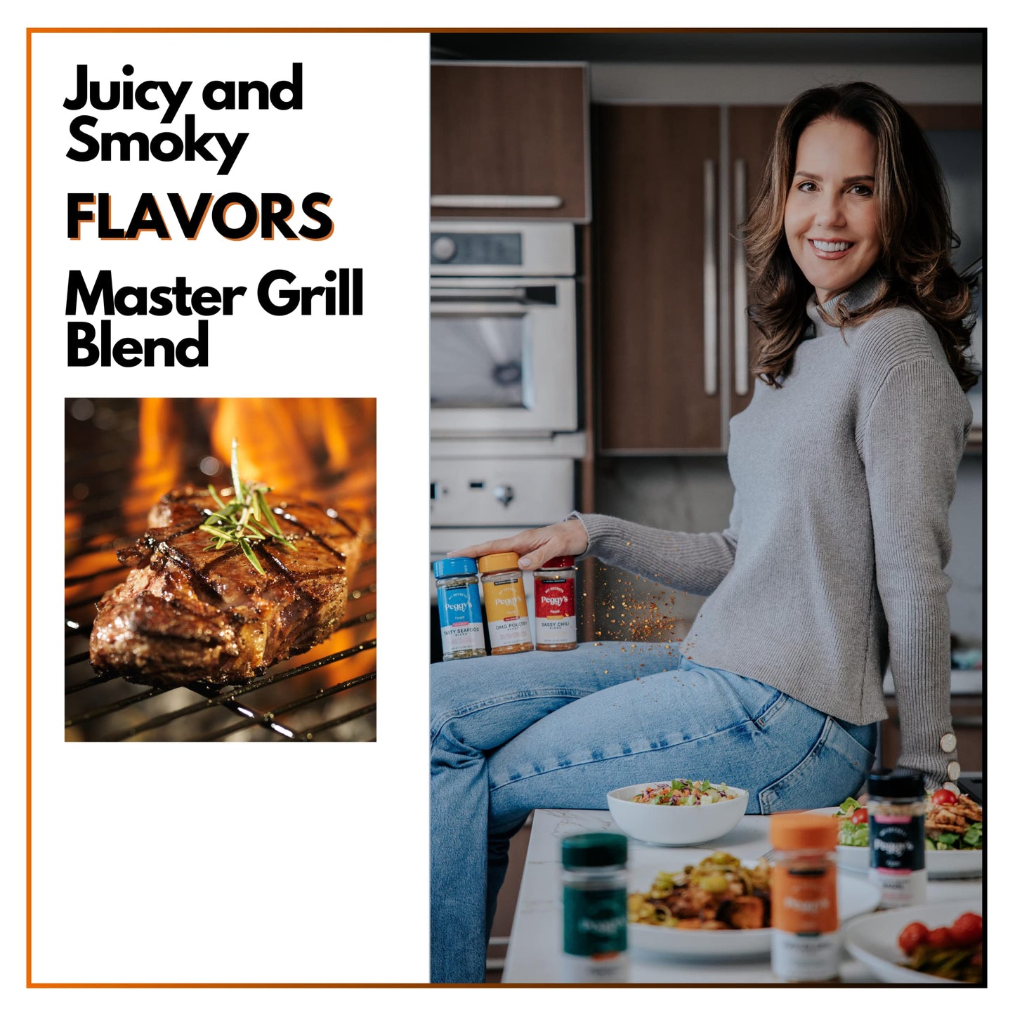 My Secrets Peggys Food Master Grill Blend Seasoning - Herb Seasoning Blend Spice Rub - Spice Mix With Sea Salt Flakes For Grilli