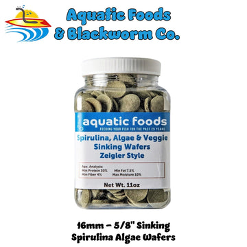 Aquatic Foods Inc. Spirulina Algae Wafers - Sinking Wafers for Fish, Shrimp, Snails - 10oz Jar