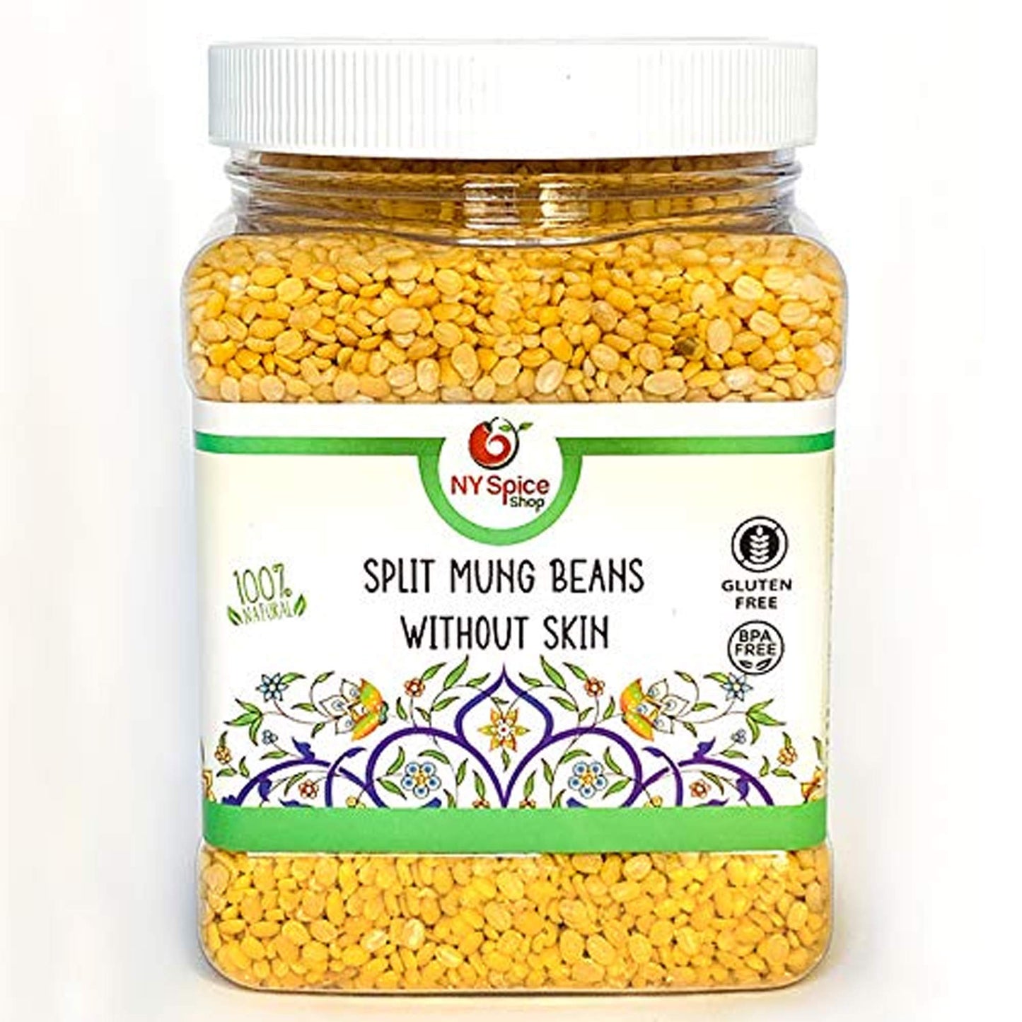 NY SPICE SHOP Split Mung Beans - 1.5 Pound Yellow Mung lentils - Split Mung Dal (without Skin) - Moong Dal Beans - Protein & Fib