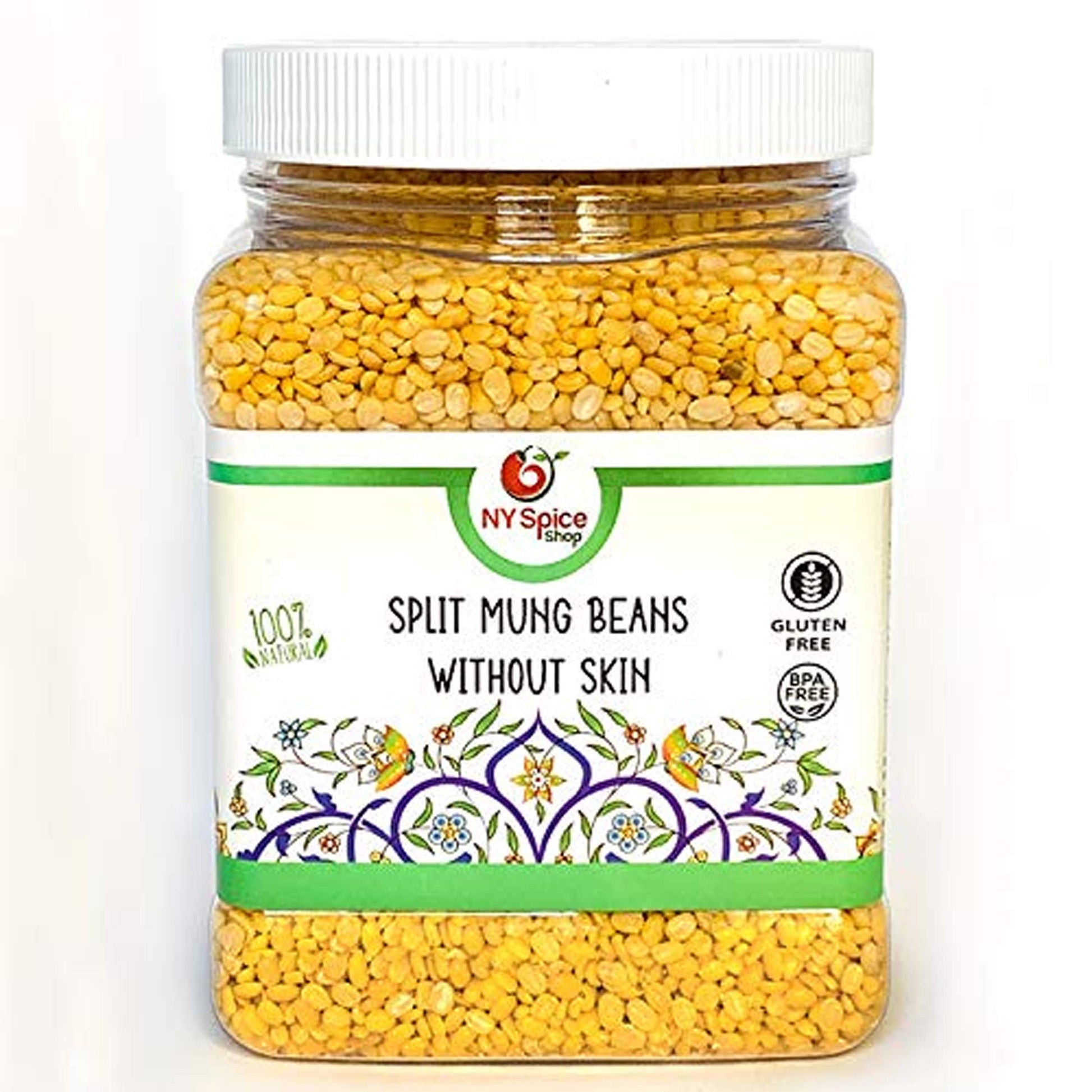 NY SPICE SHOP Split Mung Beans - 1.5 Pound Yellow Mung lentils - Split Mung Dal (without Skin) - Moong Dal Beans - Protein & Fib