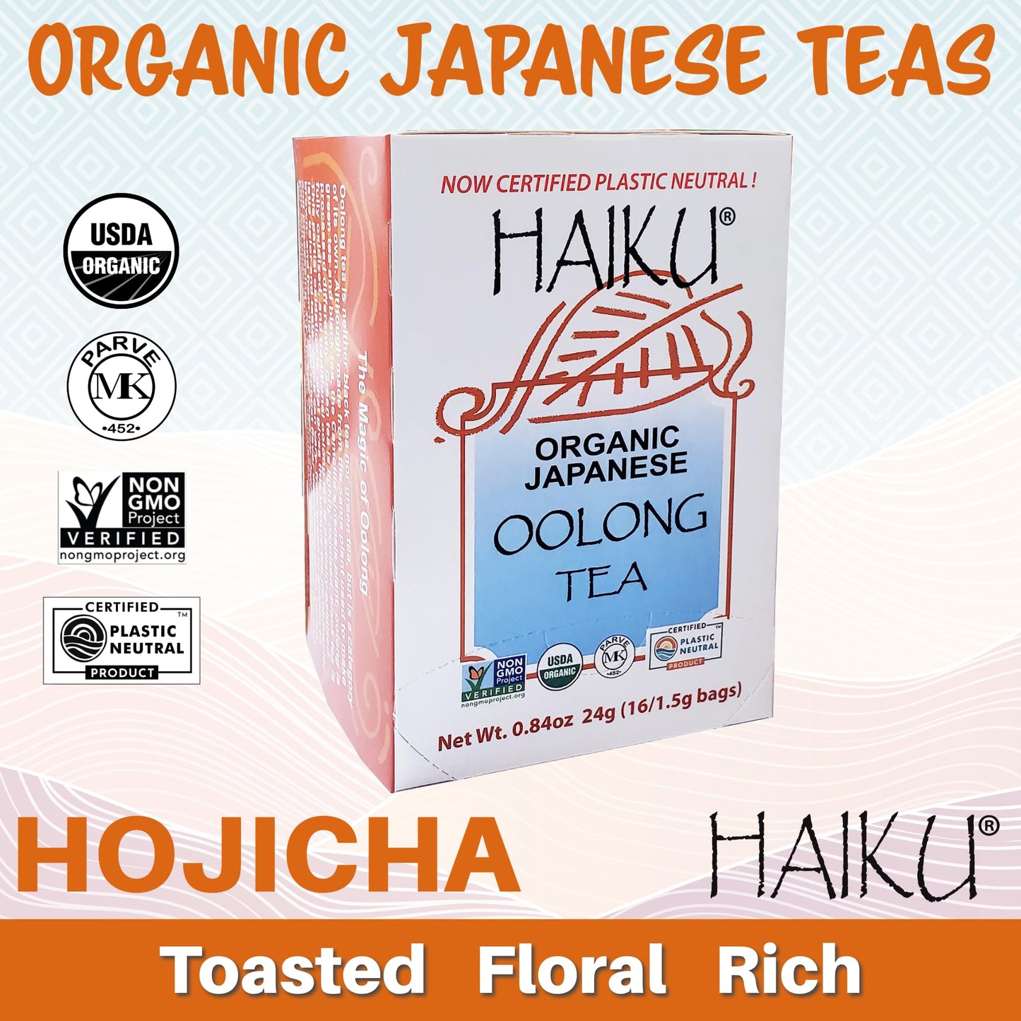 Haiku Organic Japanese Oolong Tea, Non-Gmo, Kosher, Usda Organic, 1 Box (16 Teabags)