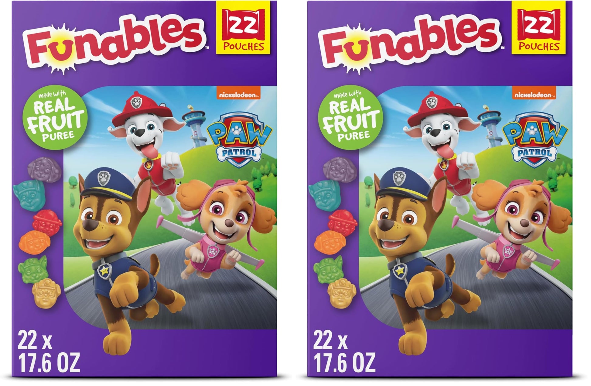 Funables Fruity Snacks, PAW Patrol, Assorted Fruit, Flavored Snacks, 0.8 oz 22 ct (Pack of 2)