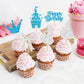 Gyufise 24Pcs Frozen Princess Cupcake Toppers Glitter Castle Bowknot Happy Birthday Cake Topper Decorations For Princess Happy B