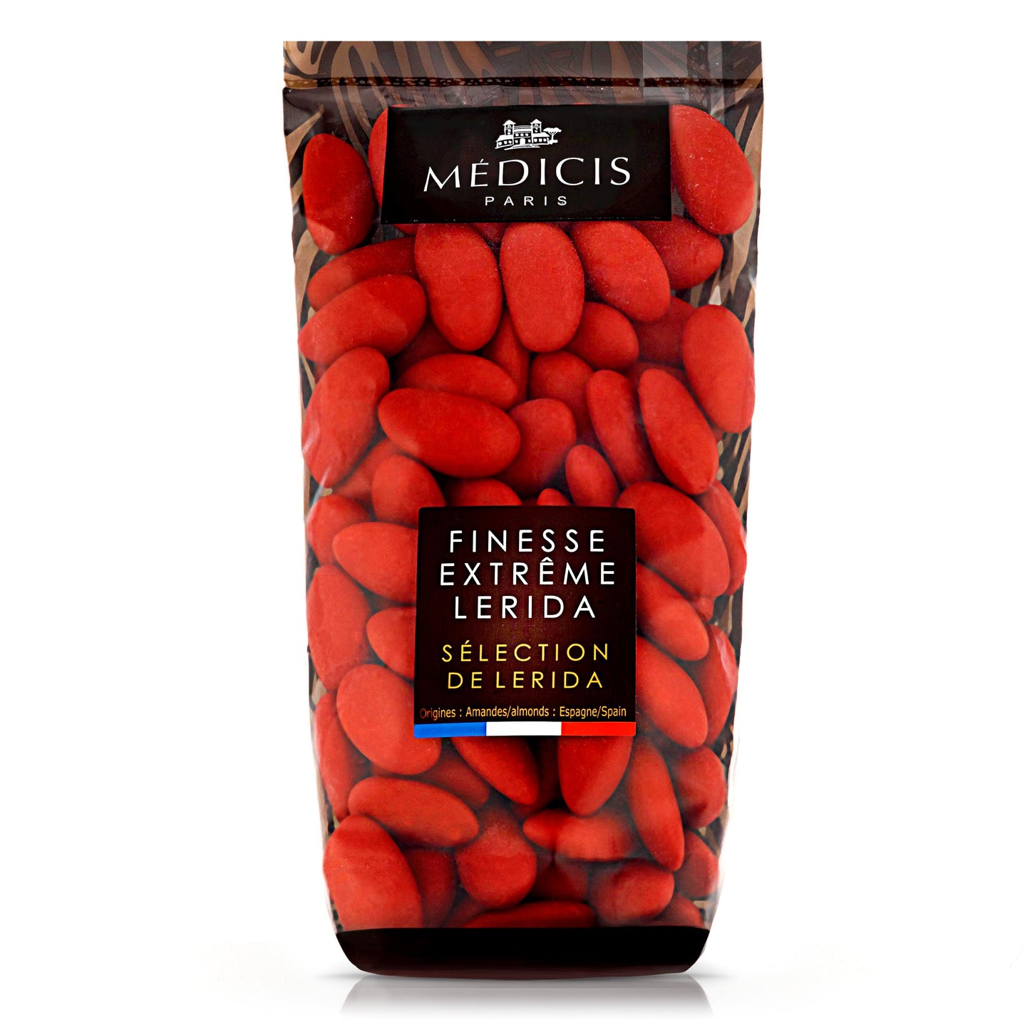Medicis Top-Grade Candied Almond Dragees (French Jordan Almonds) Sugar Coated Candies Ideal As A Party Favor For Weddings And Baby Showers  75 Count Bag 8.8Oz  Red