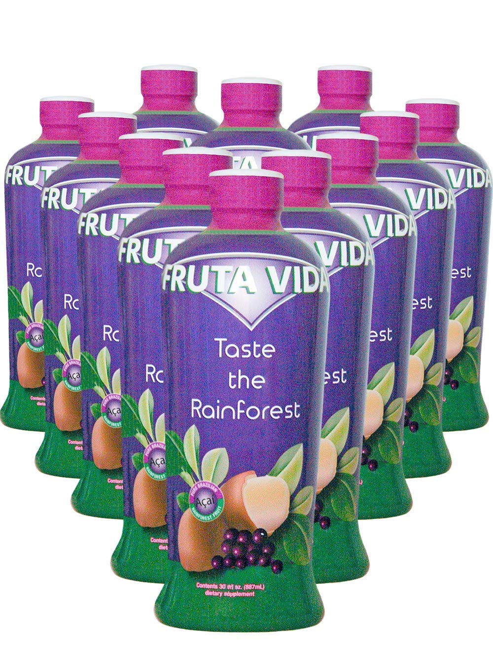Fruta Vida - 12 Pack of 30 oz Bottles - Acai - Yerba Mate - Cupuacu Juice - by Pro Image International