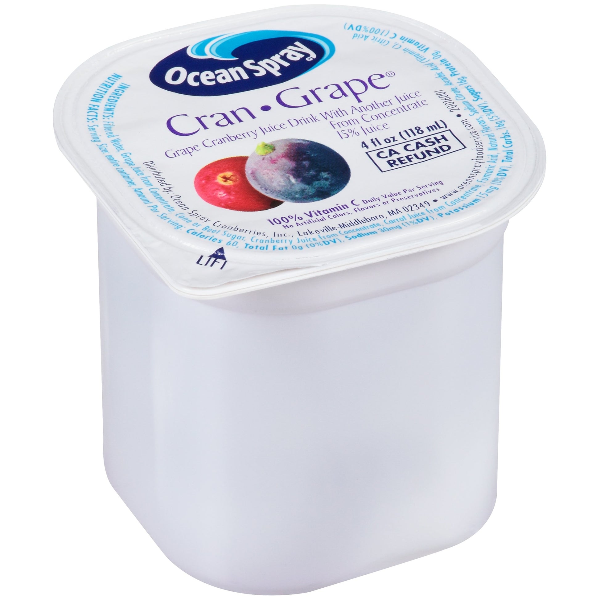 Ocean Spray Cran-Grape Juice Cups 4 Ounce (Pack Of 48)