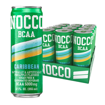 NOCCO Zero Sugar BCAA Drink, Carbonated Performance Beverage, 12 Fl Oz (Pack of 12), Sugar Free, Low Calorie, 0mg Caffeine