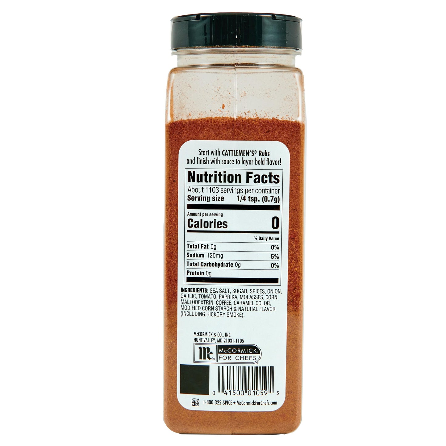 Cattlemens Cowboy Rub BBQ Seasoning, Hickory Smoke & Coffee Flavor, 27.25 oz Container, Ideal for Brisket, Chicken, Beef