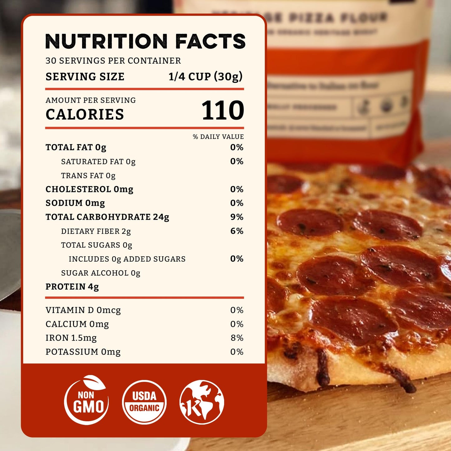 Sunrise Flour Mill USDA Organic Heritage Pizza Flour - 5 lbs | Milled from Hard Red Wheat | Easier to Digest with Less Bloating | No Bleaching or Bromating | Zero Additives