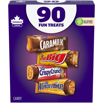 Cadbury Fun Treats Chocolate, 90 Count - Wunderbar, Mr. Big, Caramilk, Crispy Crunch {Imported From Canada}