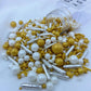 Littlestar Sprinkles - White Deluxe Gold Sprinkles For Cake Decorating 4 Ounce - Sugar Mix Pearl Sprinkles For Cupcake Toppers,