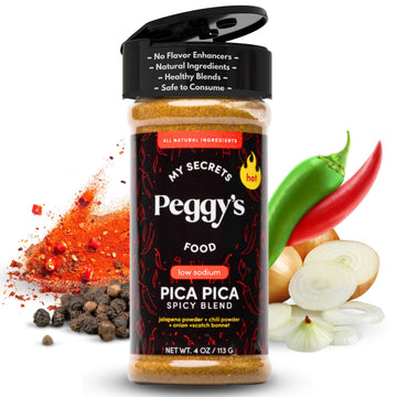 MY SECRETS PEGGYS FOOD Pica Pica Spicy Blend, Premium Spice Mix with Jalapeño & Scotch Bonnet, 4 Oz