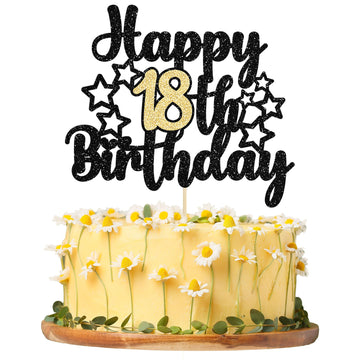 Gyufise 1Pc Happy 18Th Birthday Cake Topper Happy 18 Birthday Cake Decoration For 18 & Fabulous Birthday Hello 18 Party Annivers