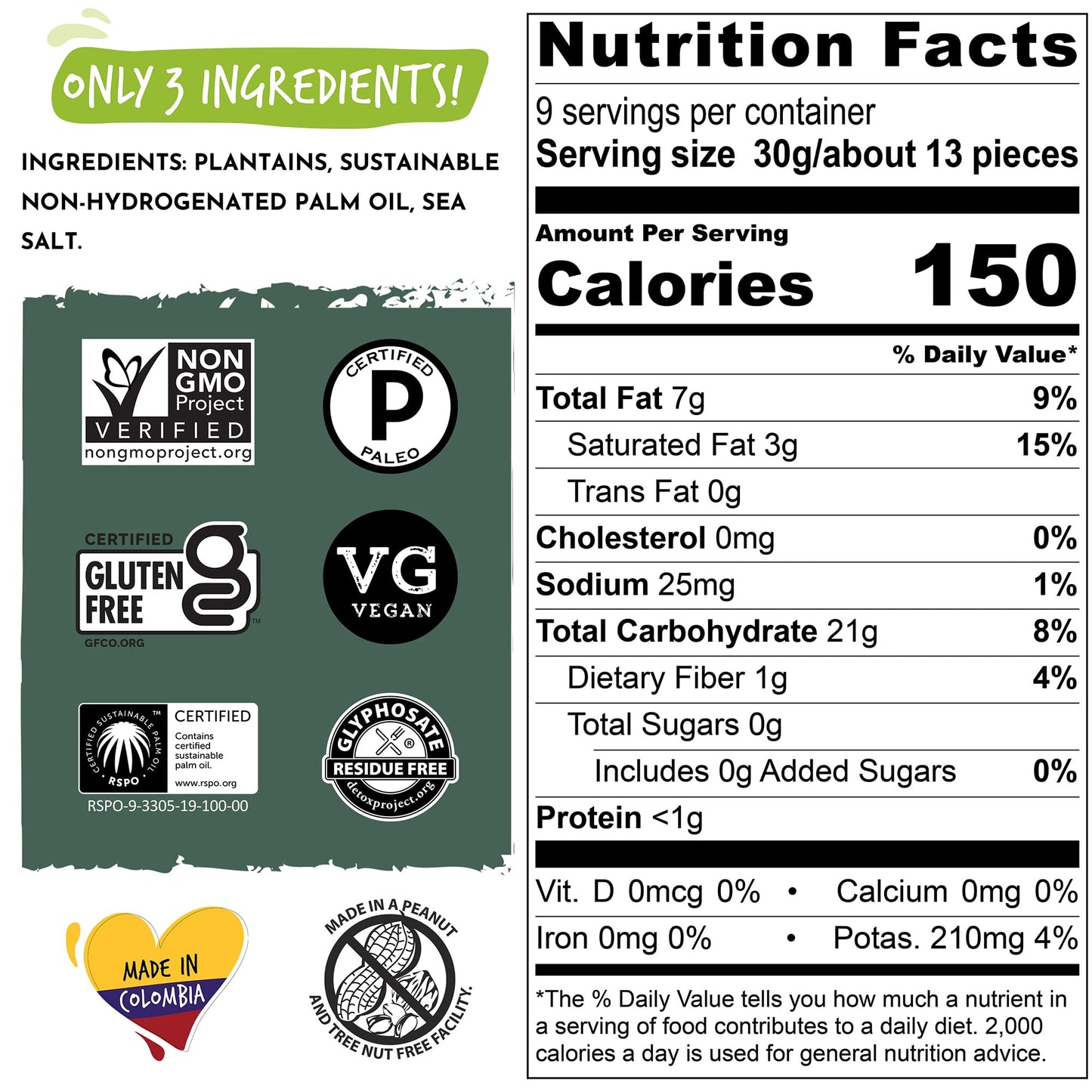 Artisan Tropic Plantain Strips Sea Salt, 10oz (8 Pack) - Vegan, Gluten Free, Healthy Snacks for Kids, Whole 30 Approved