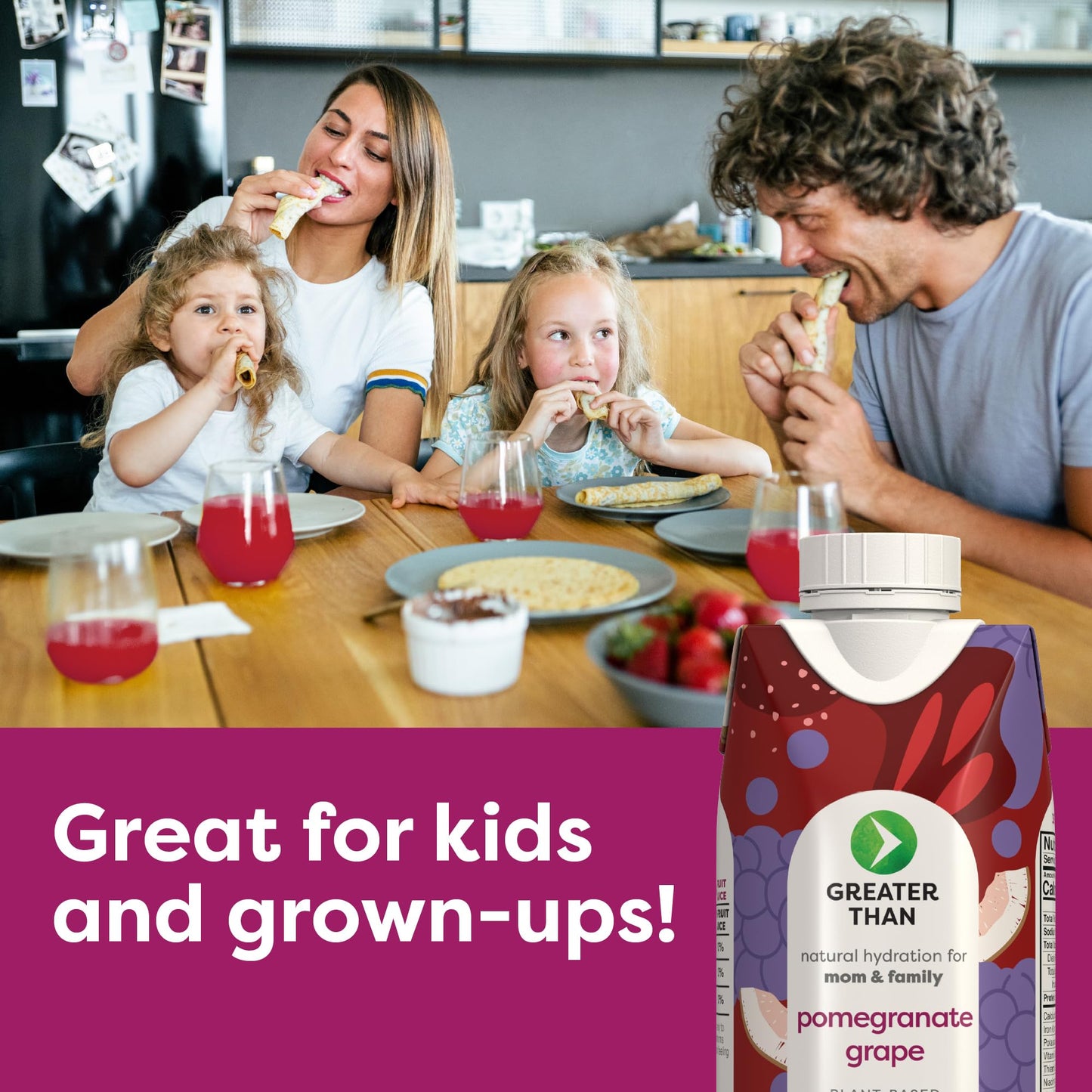 Greater Than Nutrient Hydration Beverage  Electrolyte Drink for Gut Health & Energy with Coconut Water  Vitamins  Gluten Free  Plant Based  Low Sugar  Pomegranate G  24 Pack