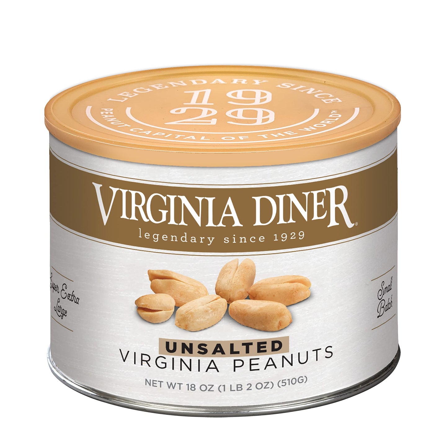 Virginia Diner Unsalted Gourmet Peanuts Blister Roasted Xl Virginia Nuts All Natural Va Peanuts 18Oz (2 Pack)