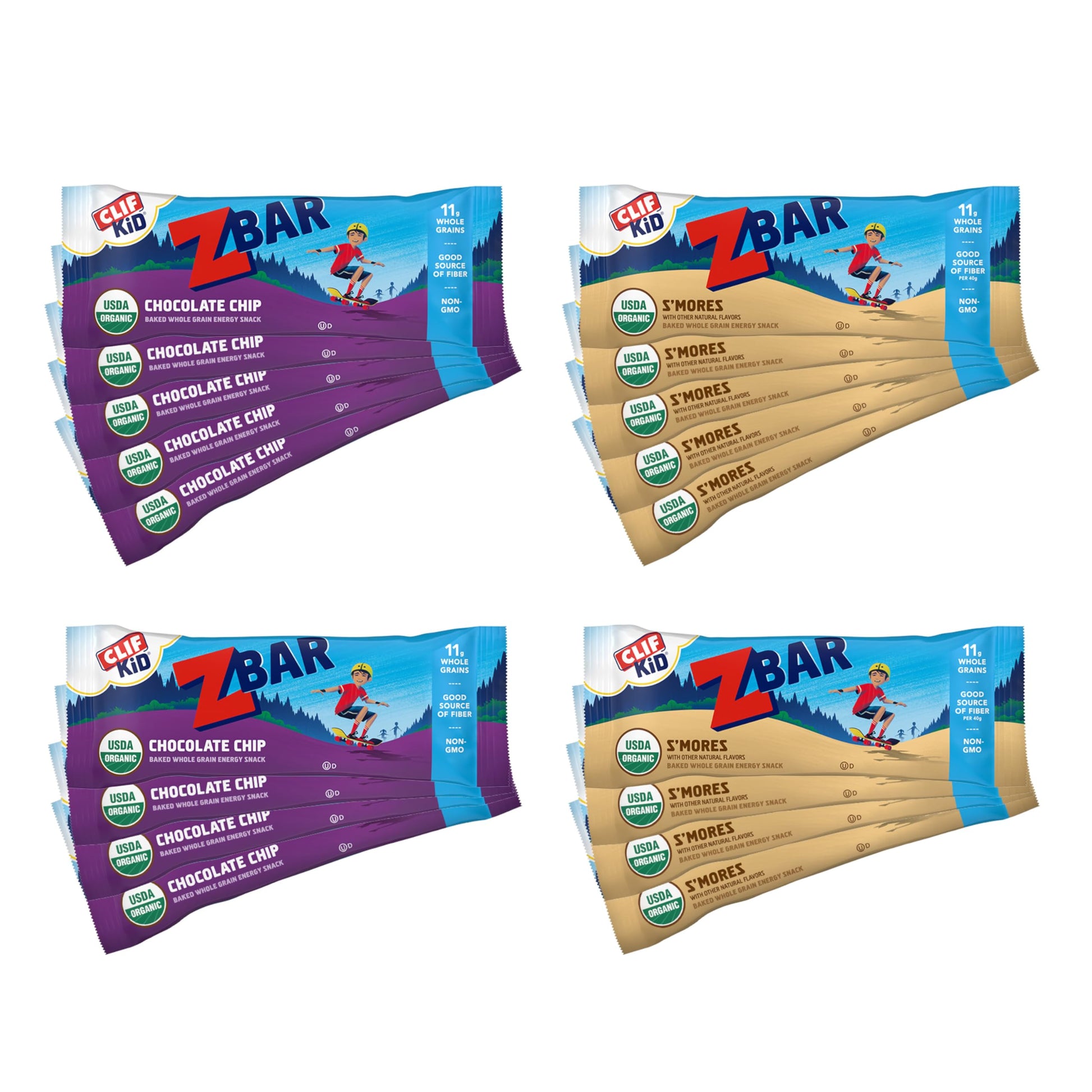 Zbar - Chocolate Chip And S'Mores - Variety Pack - Soft Baked Snack Bars - Non-Gmo - 11G Whole Grains - Usda Organic Granola Bars (18 Pack)