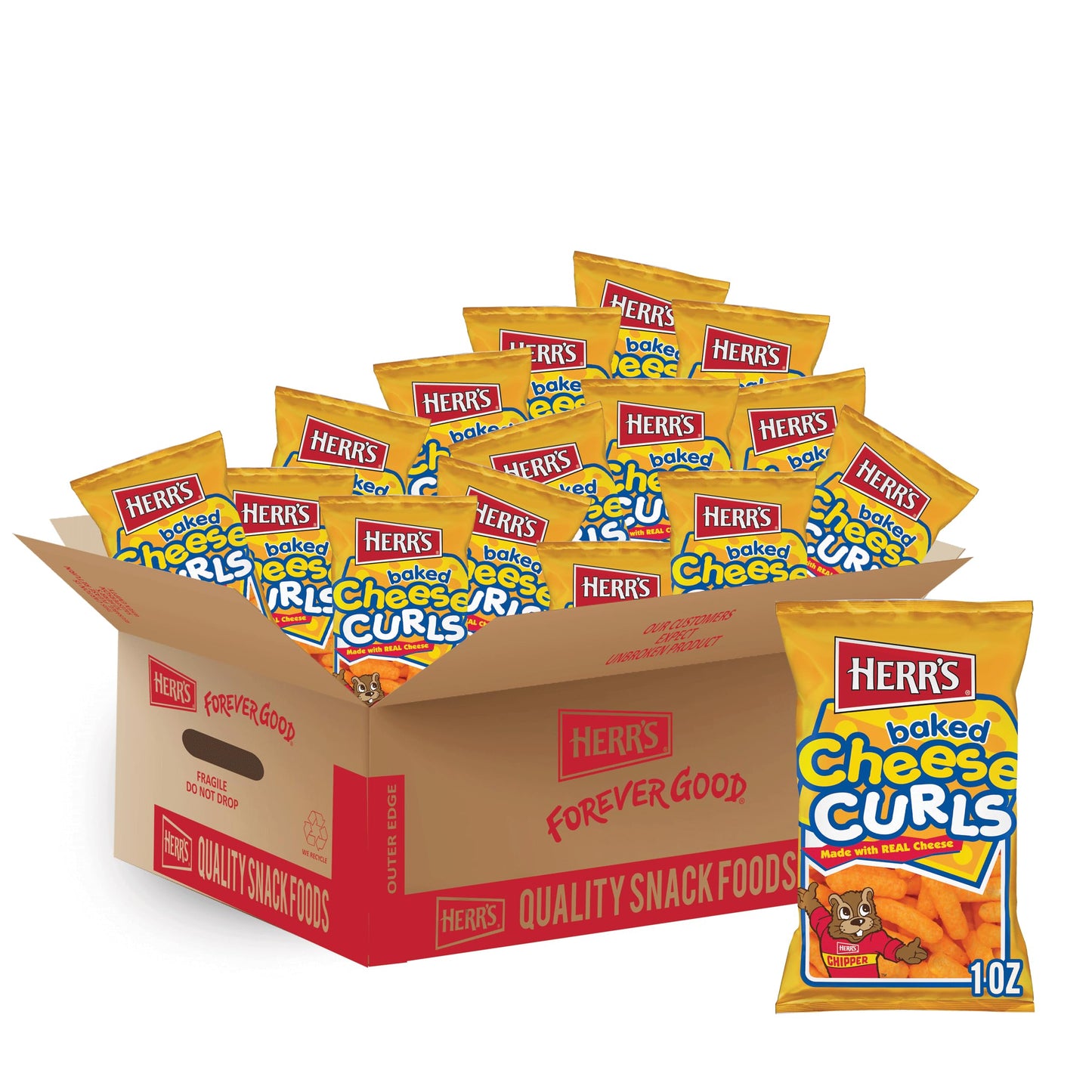 Herr'S Baked Cheese Curls, 1 Ounce (Pack Of 42 Bags)