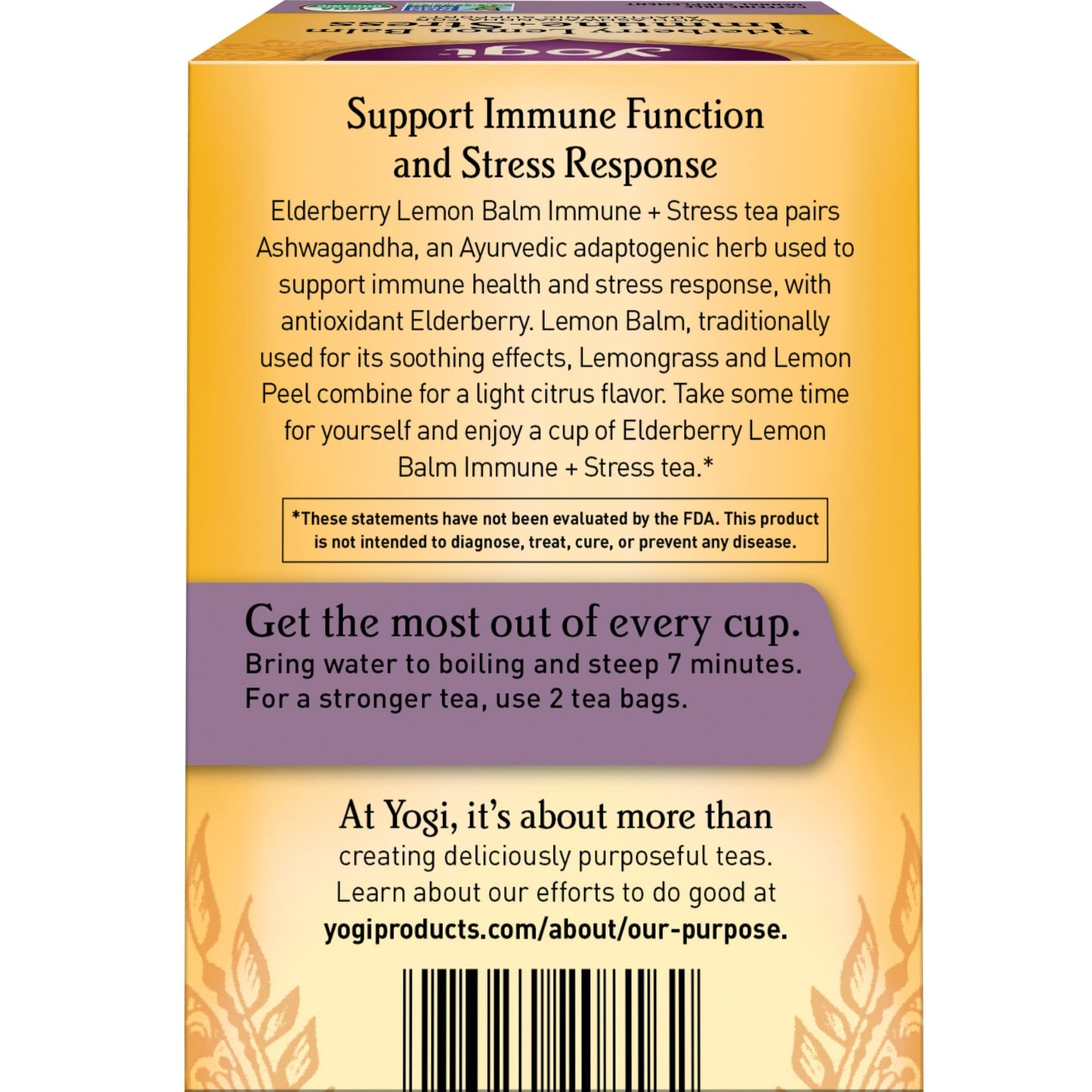 Yogi Tea Elderberry Lemon Balm Immune & Stress Tea - 16 Tea Bags per Pack (6 Packs) - Organic Immune Support Tea - Includes Ashw