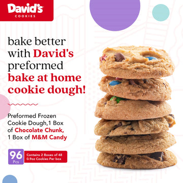 David'S Cookies Preformed Frozen Cookie Dough Chocolate Chunk & Candy 80 Count