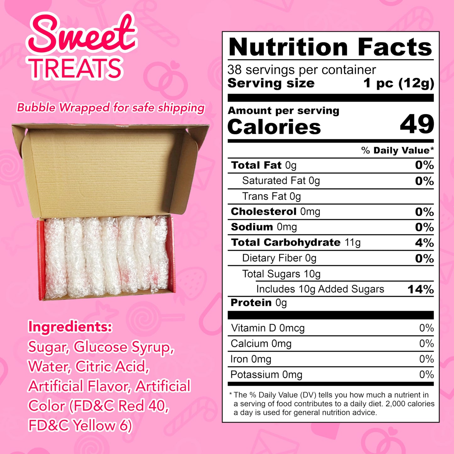 4E'S Novelty 38 Pack Heart Shaped Lollipops, Strawberry And Cream Flavored, Individually Wrapped Valentines Suckers For Kids Adu